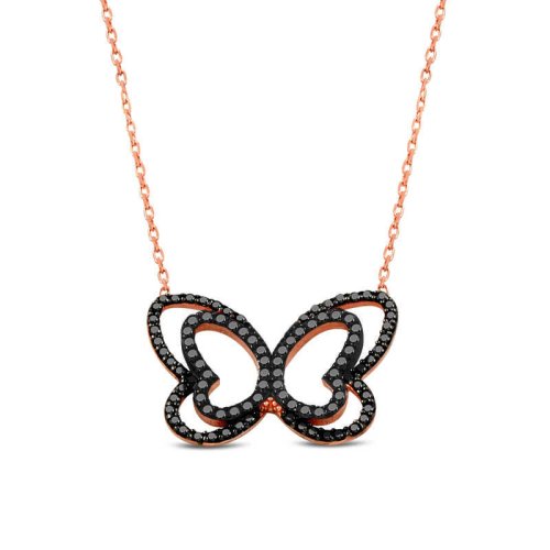 İkili Kelebek Gümüş Kolye