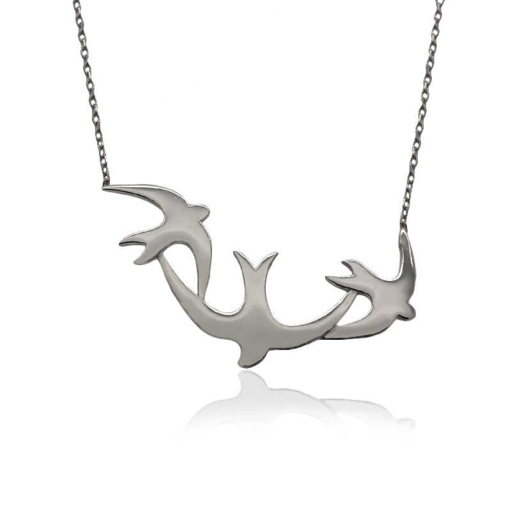 Üçlü Kırlangıç Gümüş Kolye