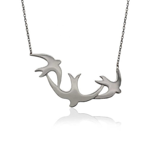 Üçlü Kırlangıç Gümüş Kolye