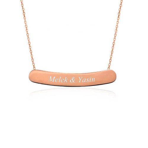 Kişiye Özel İsimli Yatay Plaka Gümüş Kolye