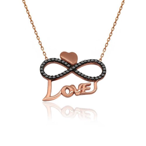 Love Yazılı Kalpli Sonsuzluk Aşk Gümüş Kolye