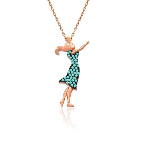 Turkuaz Dua Eden Kız Gümüş Kolye