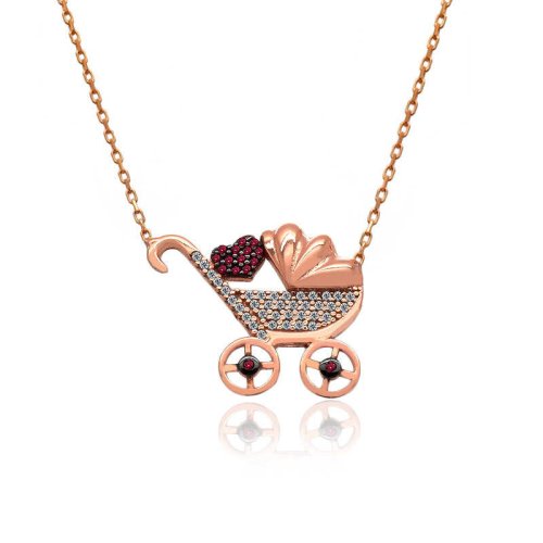 Kalpli Bebek Arabası Gümüş Kolye