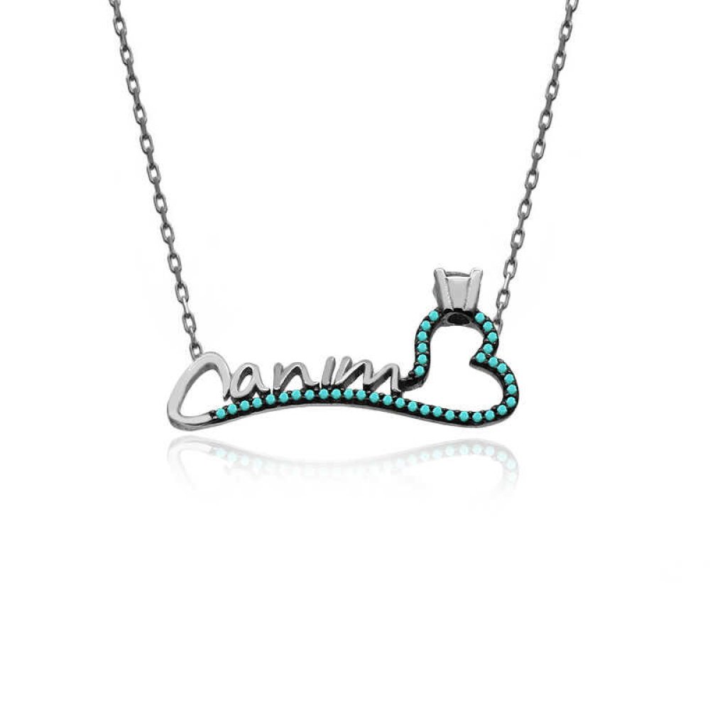 Canım Kalpli Tek Taş Gümüş Kolye