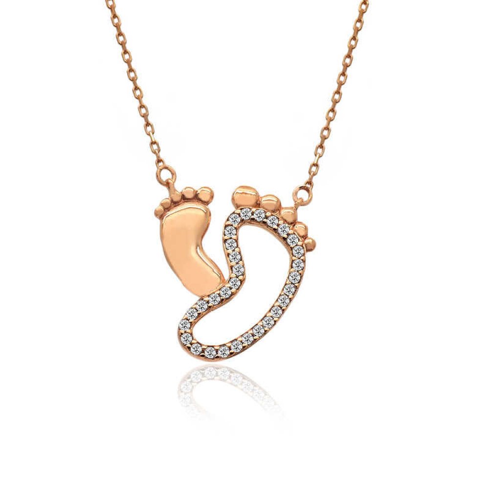 Rose Ayak İzi Gümüş Kolye