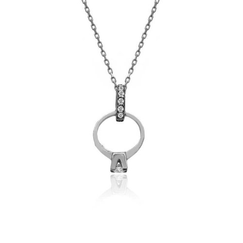 Sallanan Tek Taş Gümüş Kolye