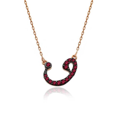 Pembe Vav Gümüş Kolye