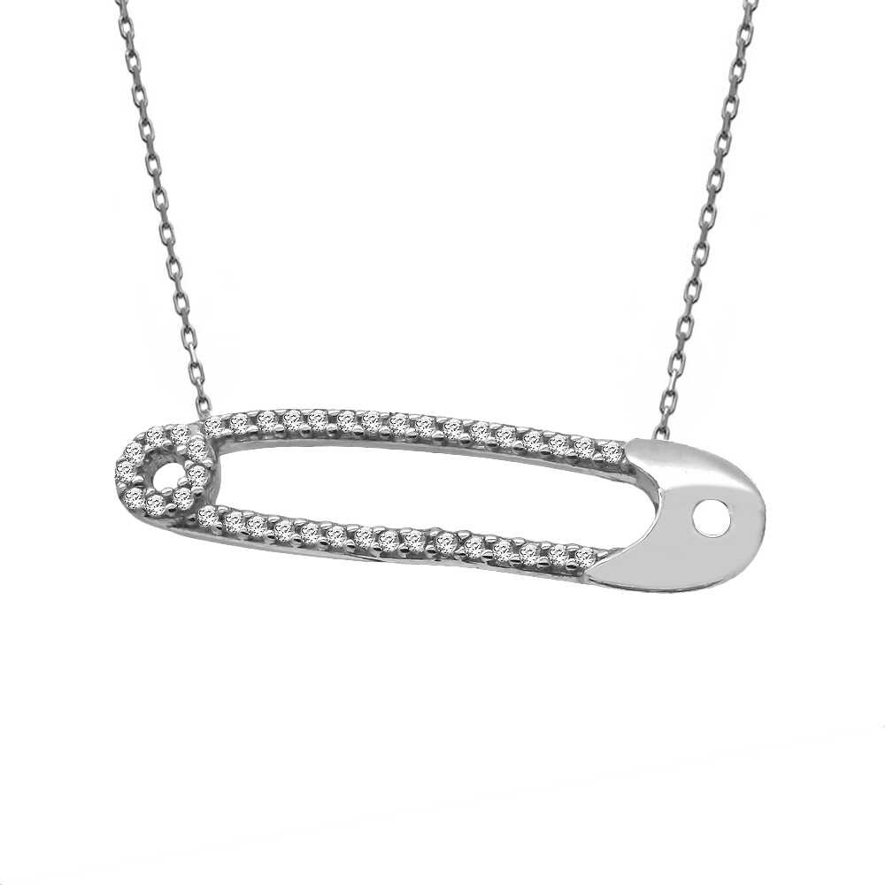 Beyaz Firkete Gümüş Kolye