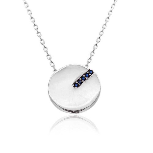 Beyaz Parlak Yüzey Yuvarlak Gümüş Kolye