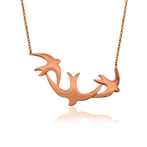 Rose Üçlü Kırlangıç Gümüş Kolye