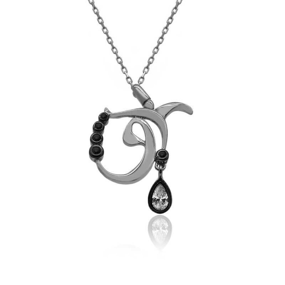 Damla Taşlı Vavlı Beyaz Semazen Gümüş Kolye