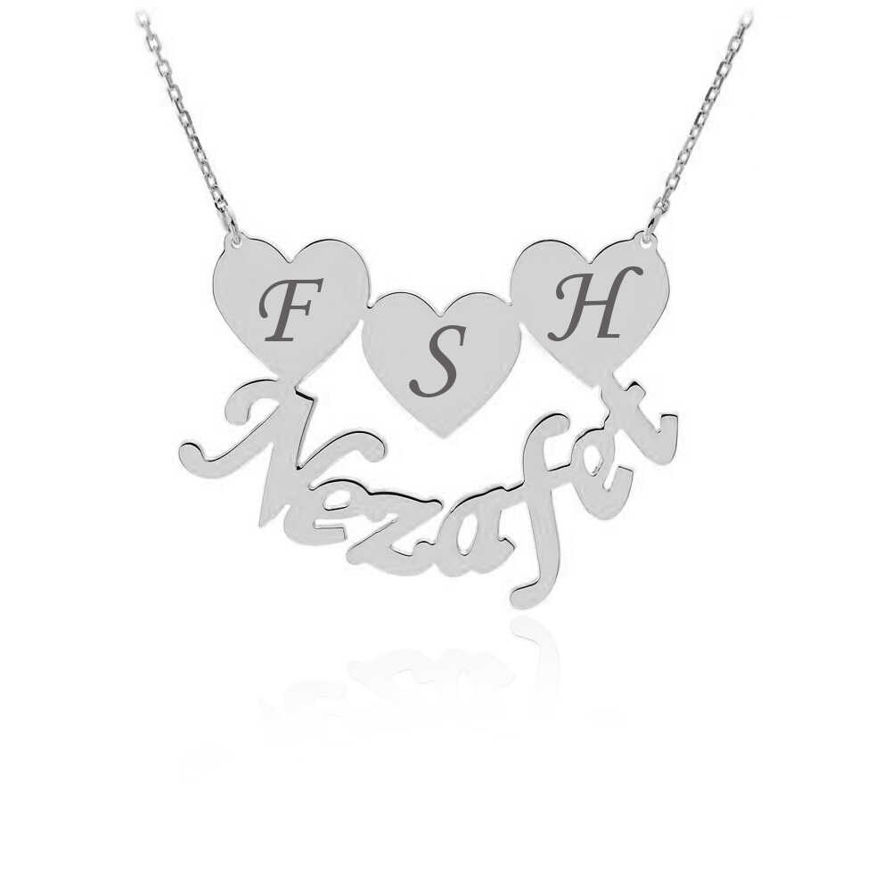 Kalpli İsimli ve Harfli Gümüş Kolye