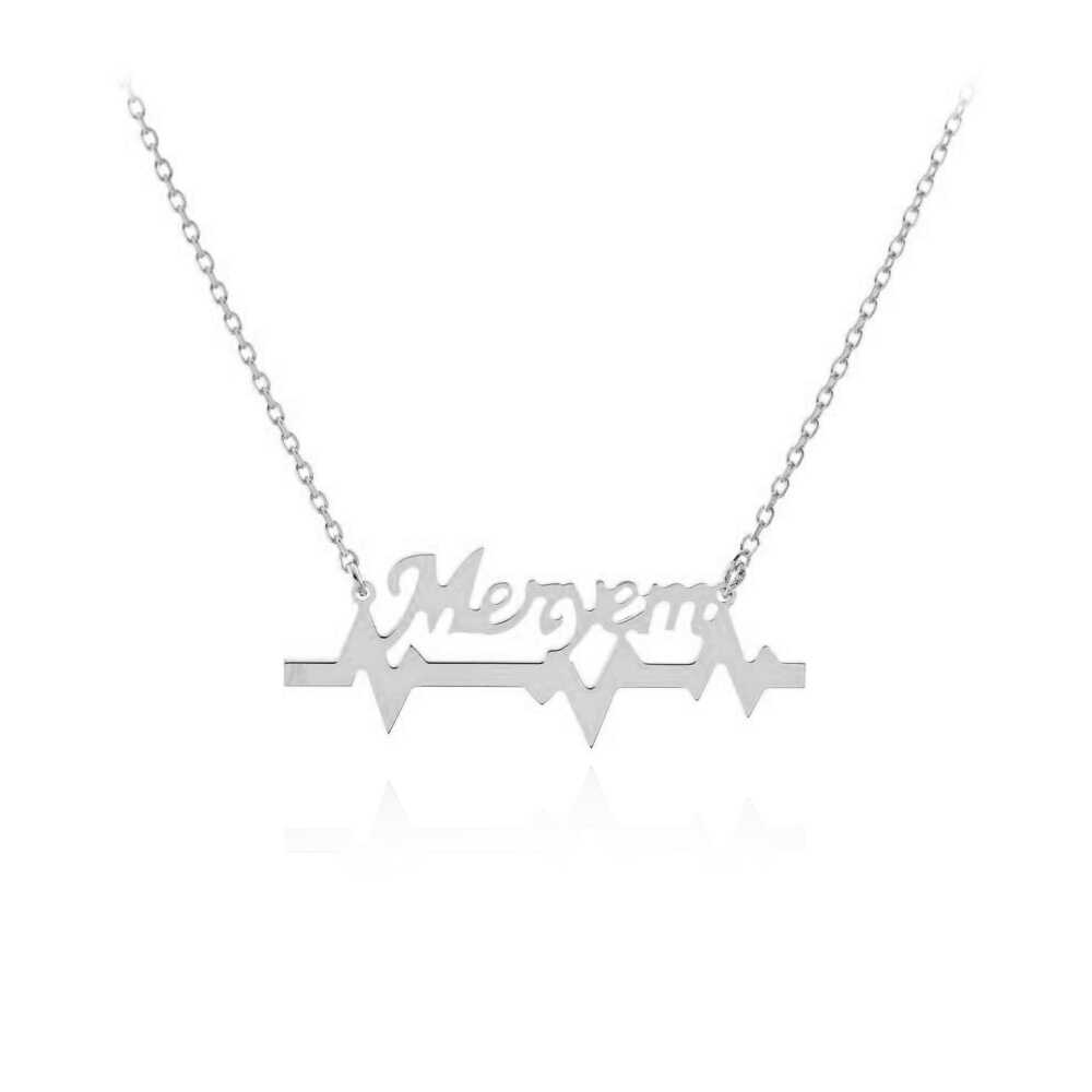 İsimli Kalp Ritmi Gümüş Kolye