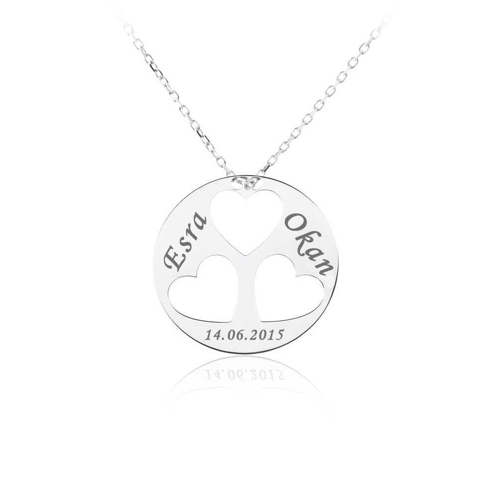 İsimli Üç Kalp Gümüş Kolye