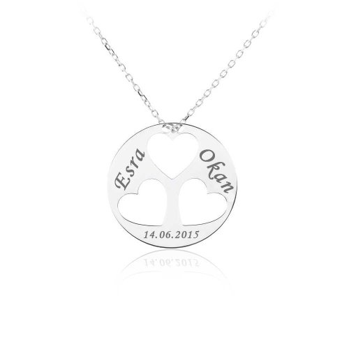 İsimli Üç Kalp Gümüş Kolye
