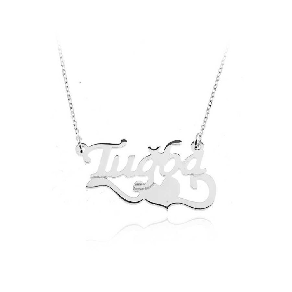 İsimli Kalp Desenli Gümüş Kolye