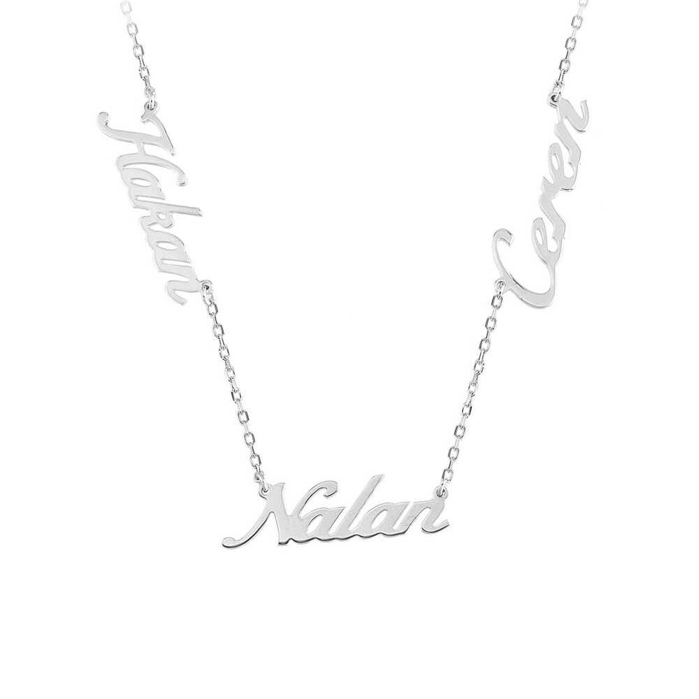 Kişiye Özel Üç İsimli Gümüş Kolye