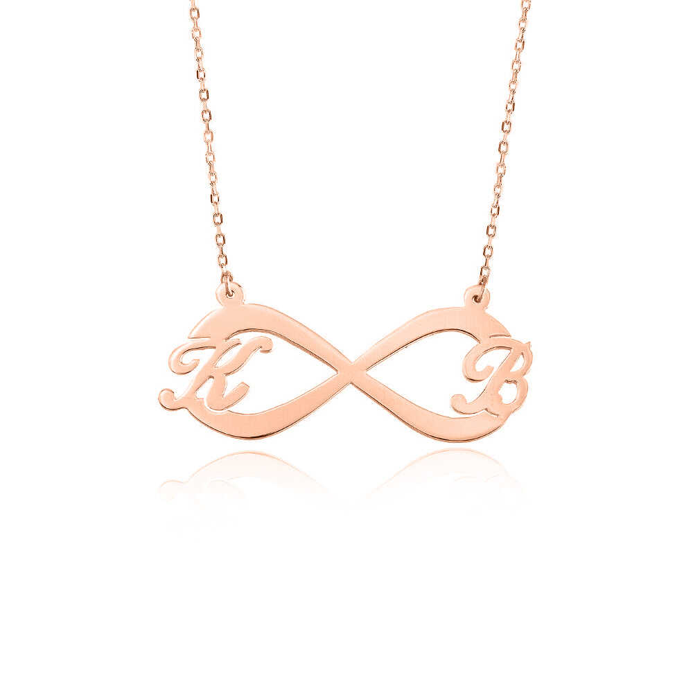 Sevgiliye Rose İki Harfli Sonsuzluk Gümüş Kolye