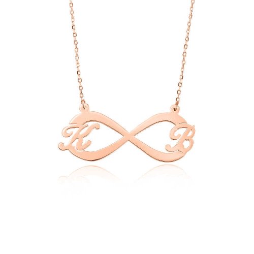Sevgiliye Rose İki Harfli Sonsuzluk Gümüş Kolye