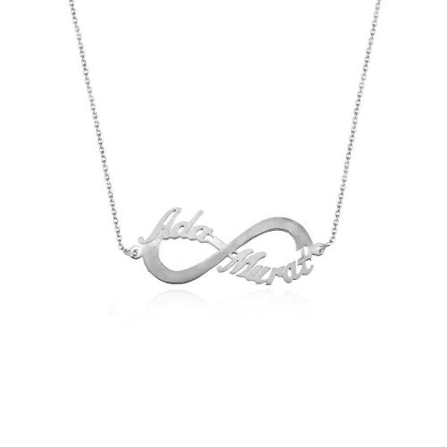 Sevgiliye İki İsimli Sonsuzluk Gümüş Kolye