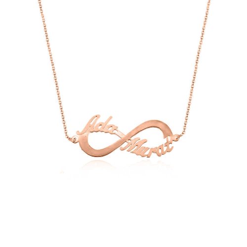 Sevgiliye Rose İki İsimli Sonsuzluk Gümüş Kolye