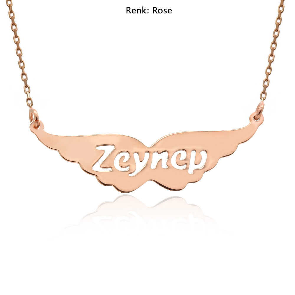 İsimli Melek Kanadı Gümüş Kolye