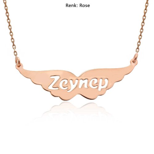 İsimli Melek Kanadı Gümüş Kolye