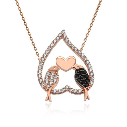 Kalpli Çifte Kumru Gümüş Kolye