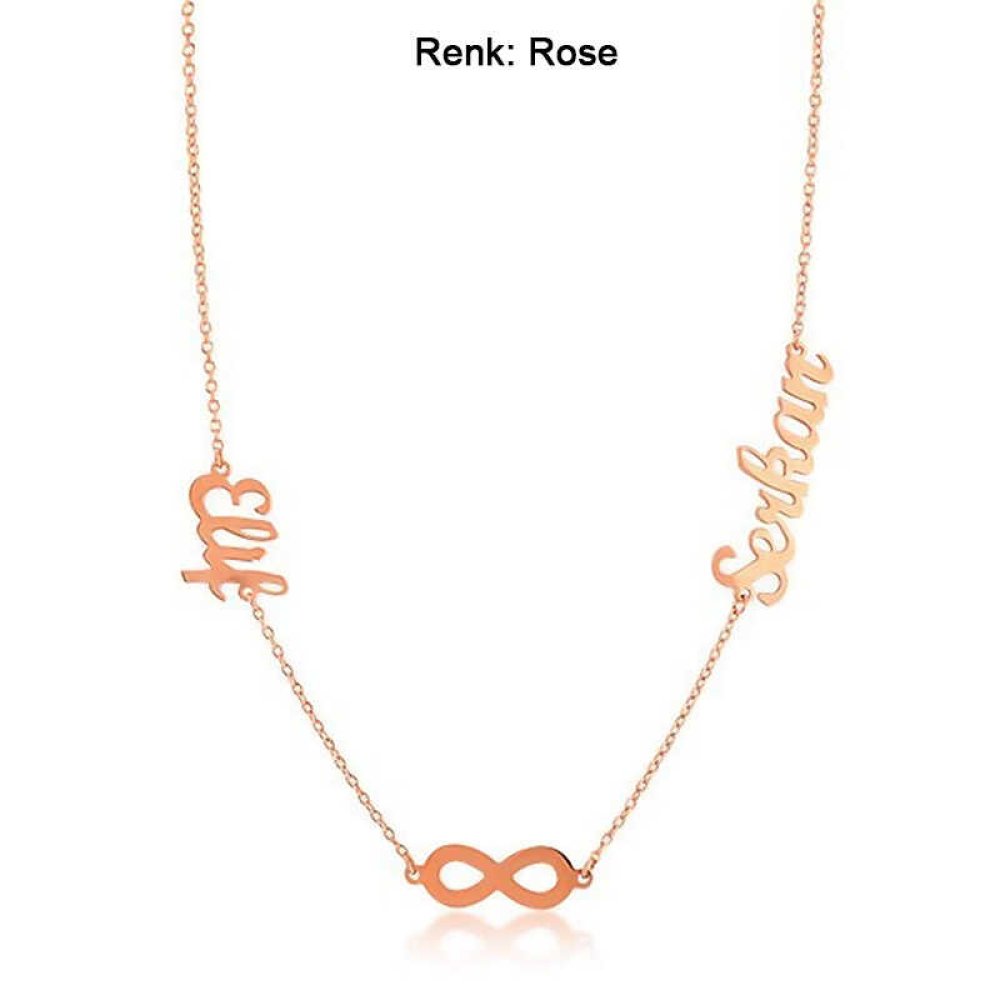 İki İsimli Sonsuzluk Gümüş Kolye