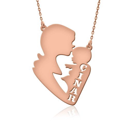 Rose İsimli Anne Bebek Gümüş Kolye