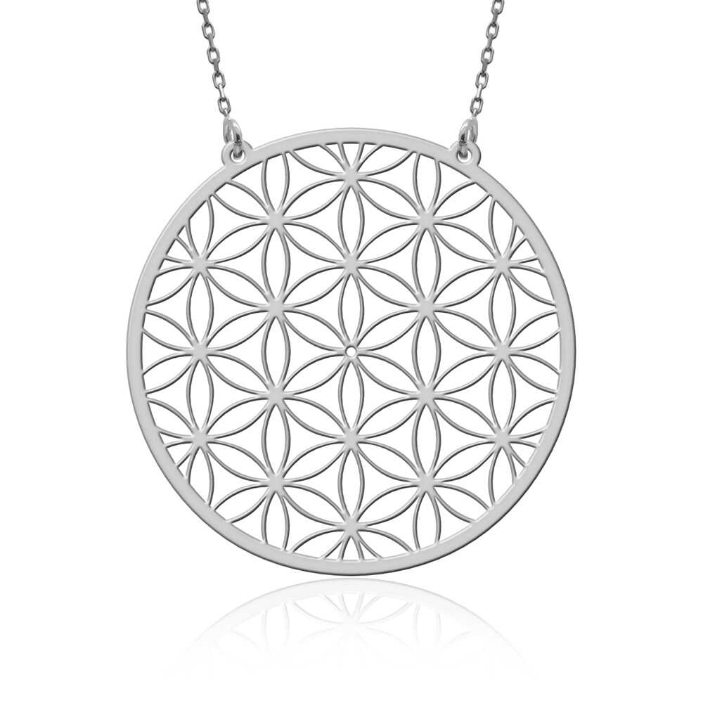 Yaşam Çiçeği Beyaz Gümüş Kolye