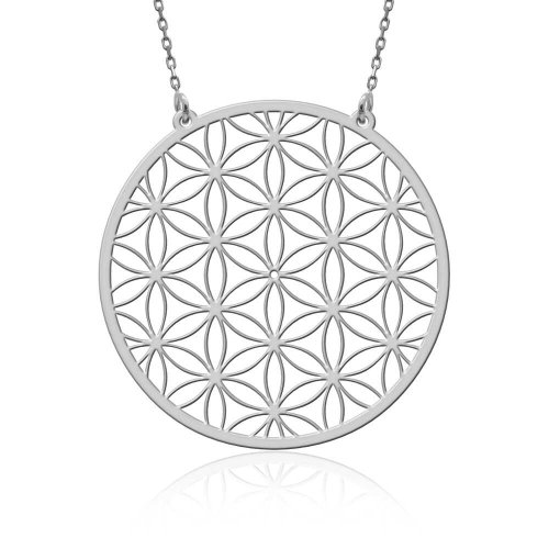 Yaşam Çiçeği Beyaz Gümüş Kolye