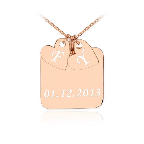 Harfli Tarihli Sallanan Kalpler Gümüş Kolye