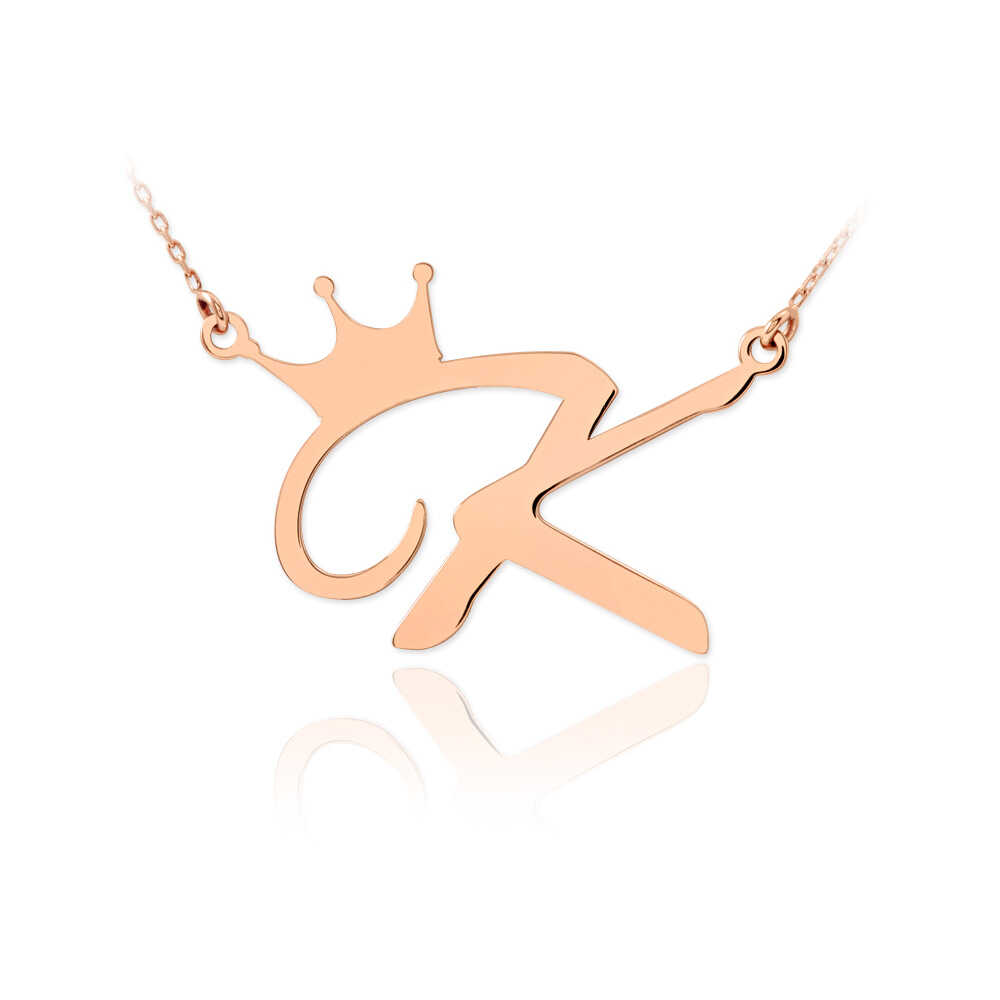 Harfli Kral Tacı Gümüş Kolye