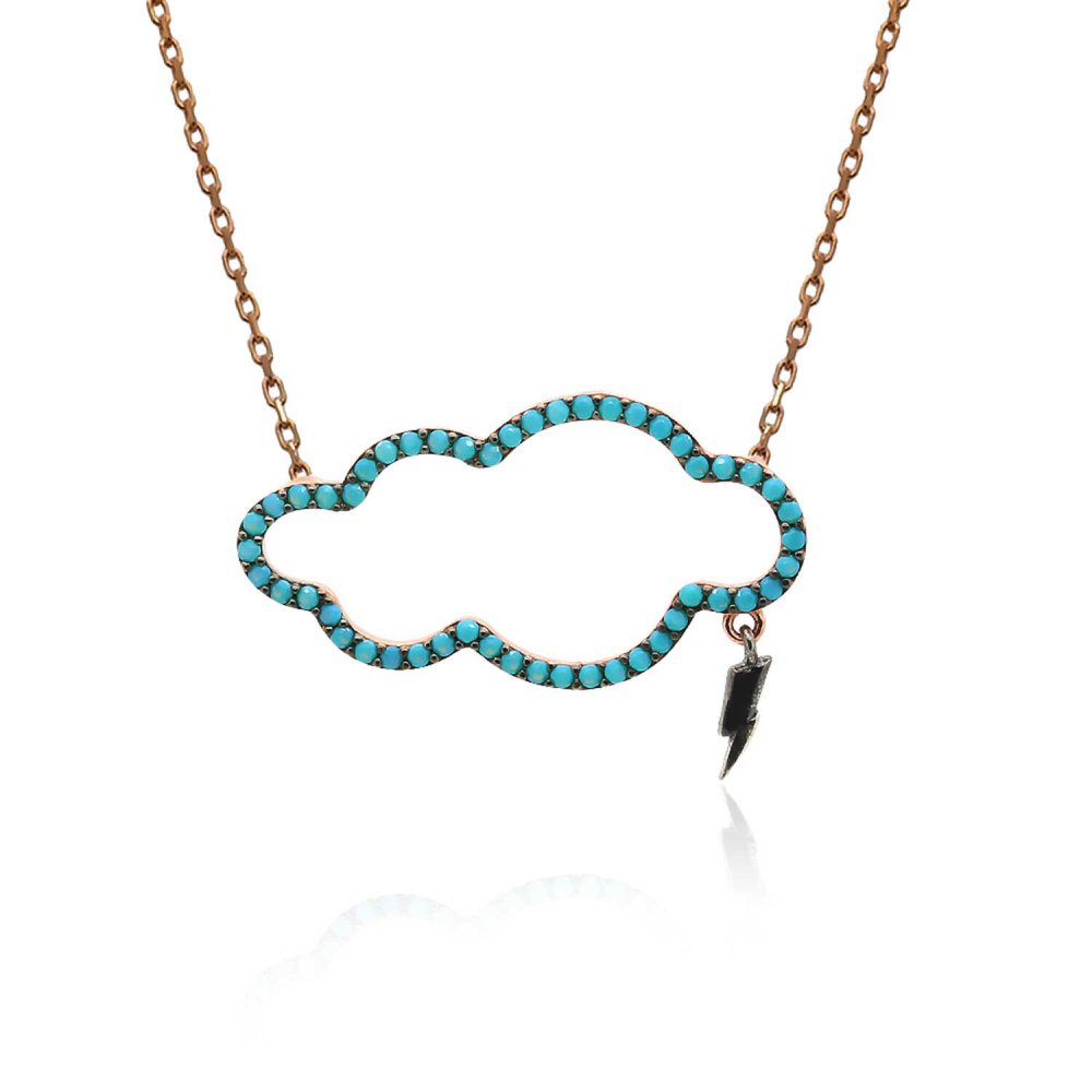 Firuze Taşlı Bulut Gümüş Kolye