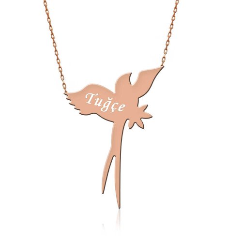 Rose İsimli Uçan Kırlangıç Gümüş Kolye