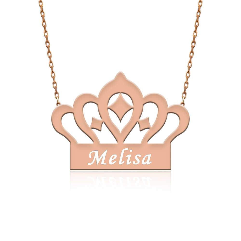 Rose İsimli Kraliçe Tacı Gümüş Kolye