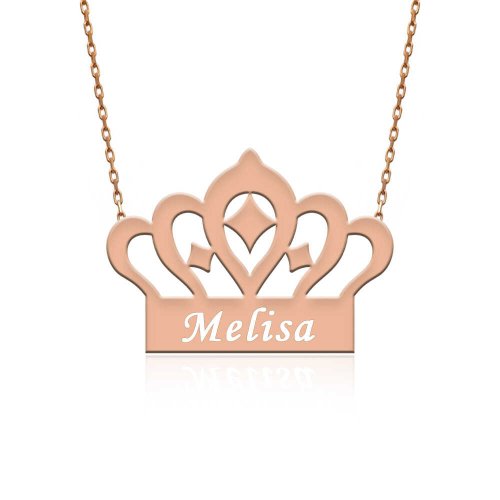 Rose İsimli Kraliçe Tacı Gümüş Kolye