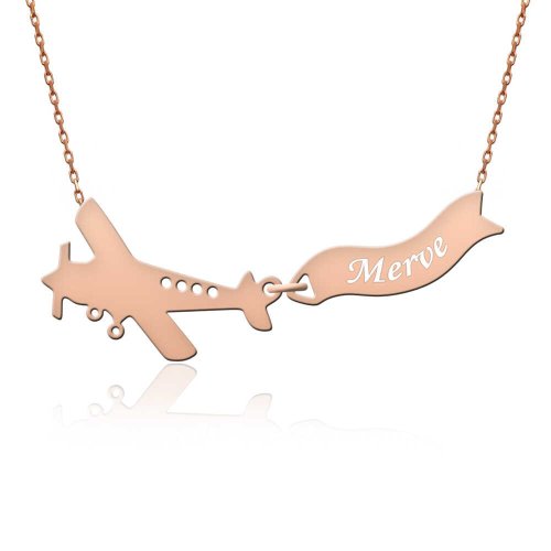 Rose İsimli Uçak Gümüş Kolye