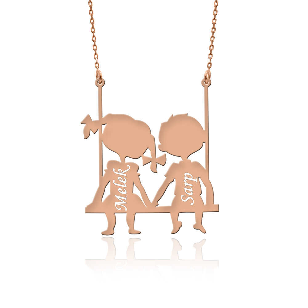 Rose İsimli Salıncakta Çocuklar Gümüş Kolye