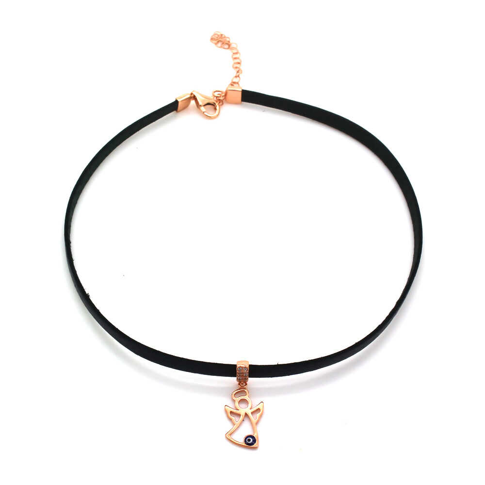 Nazarlı Melek Gümüş Choker Kolye