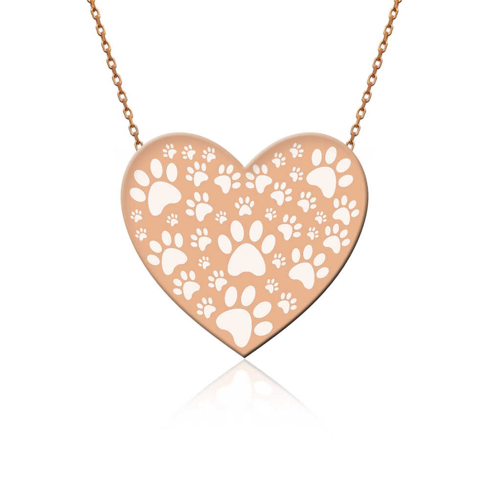 Rose Sade Hayvan Sevgisi Kalp Gümüş Kolye