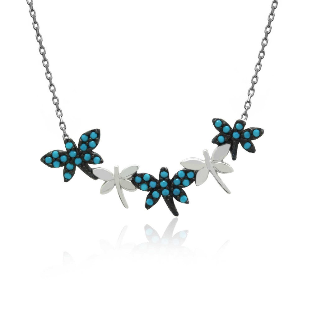 Turkuaz Yusufçuklar Gümüş Kolye