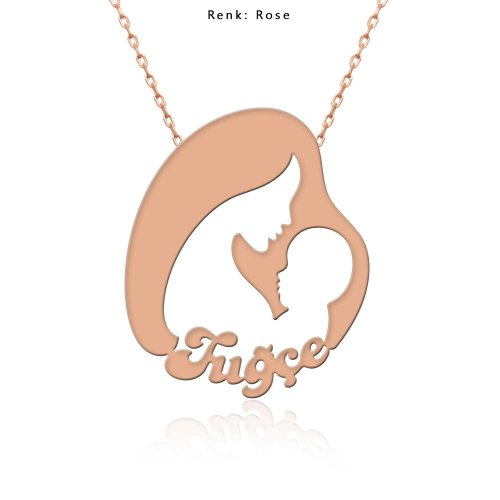 İsimli Anne Bebek İlk Öpücük Gümüş Kolye