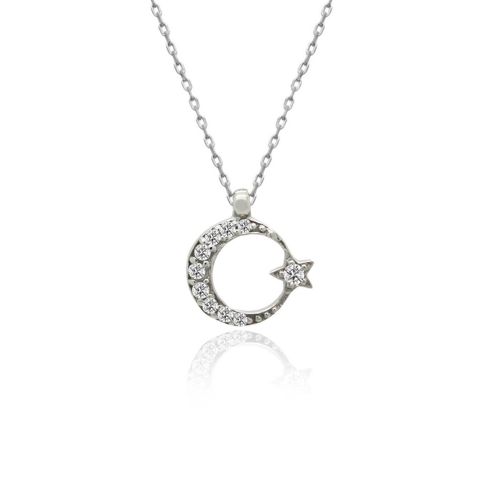 Küçük Ay Yıldız Gümüş Kolye