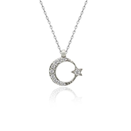 Küçük Ay Yıldız Gümüş Kolye
