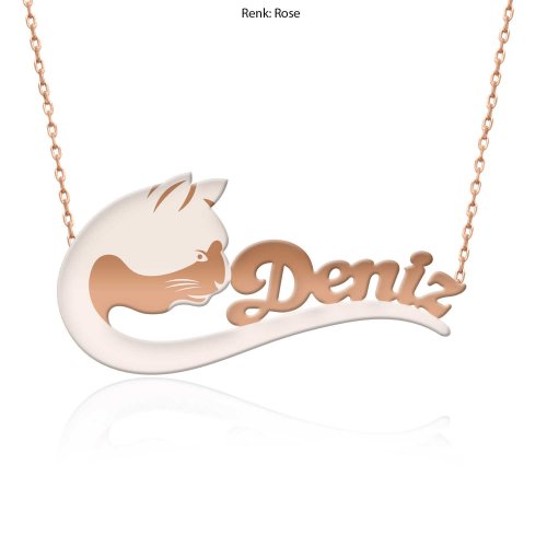İsimli Kedi Gümüş Kolye