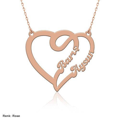 Çift Kalp İsimli Gümüş Kolye