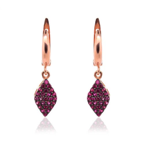 Renkli Taş Badem Gümüş Küpe