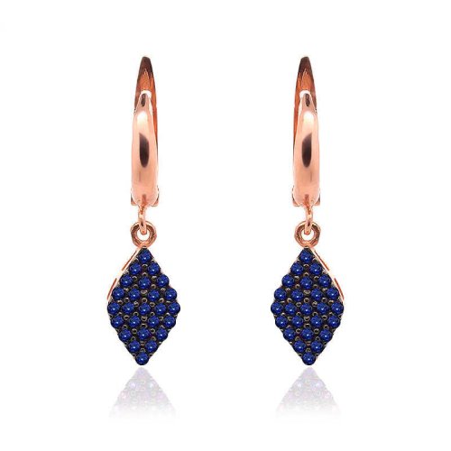 Safir Taş Badem Gümüş Küpe